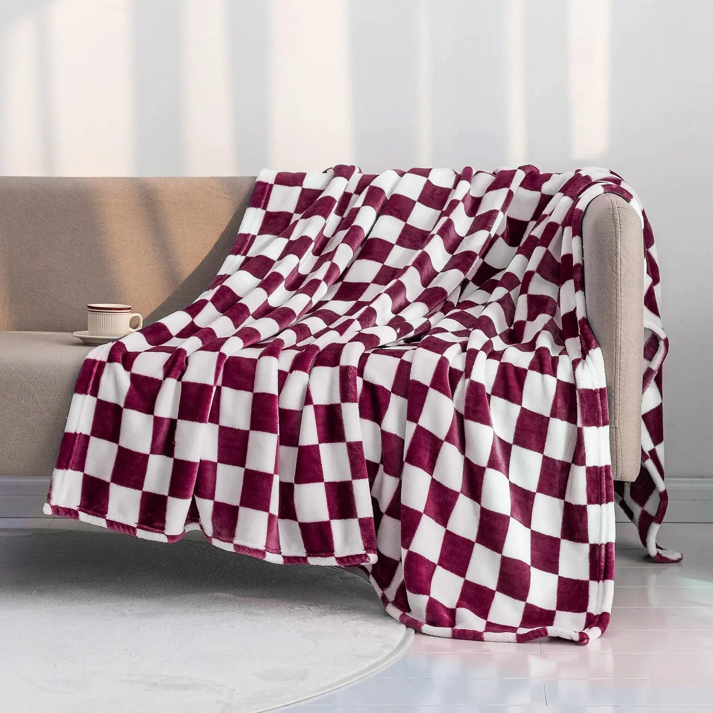Checker Board Lattice Throw Blanket - Elfinna