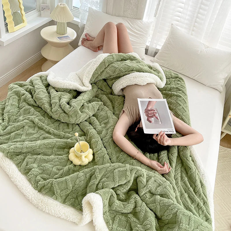 Coral Flannel Lamb Blanket - Elfinna