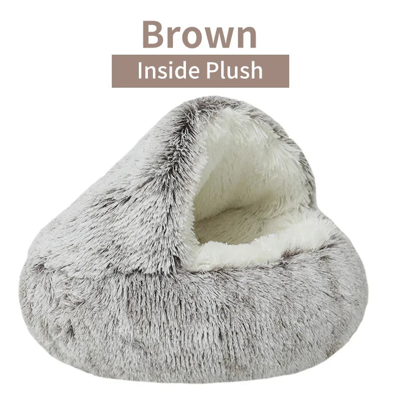Winter Plush Pet Round Bed - Elfinna