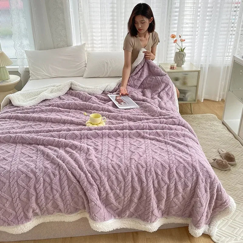 Coral Flannel Lamb Blanket - Elfinna