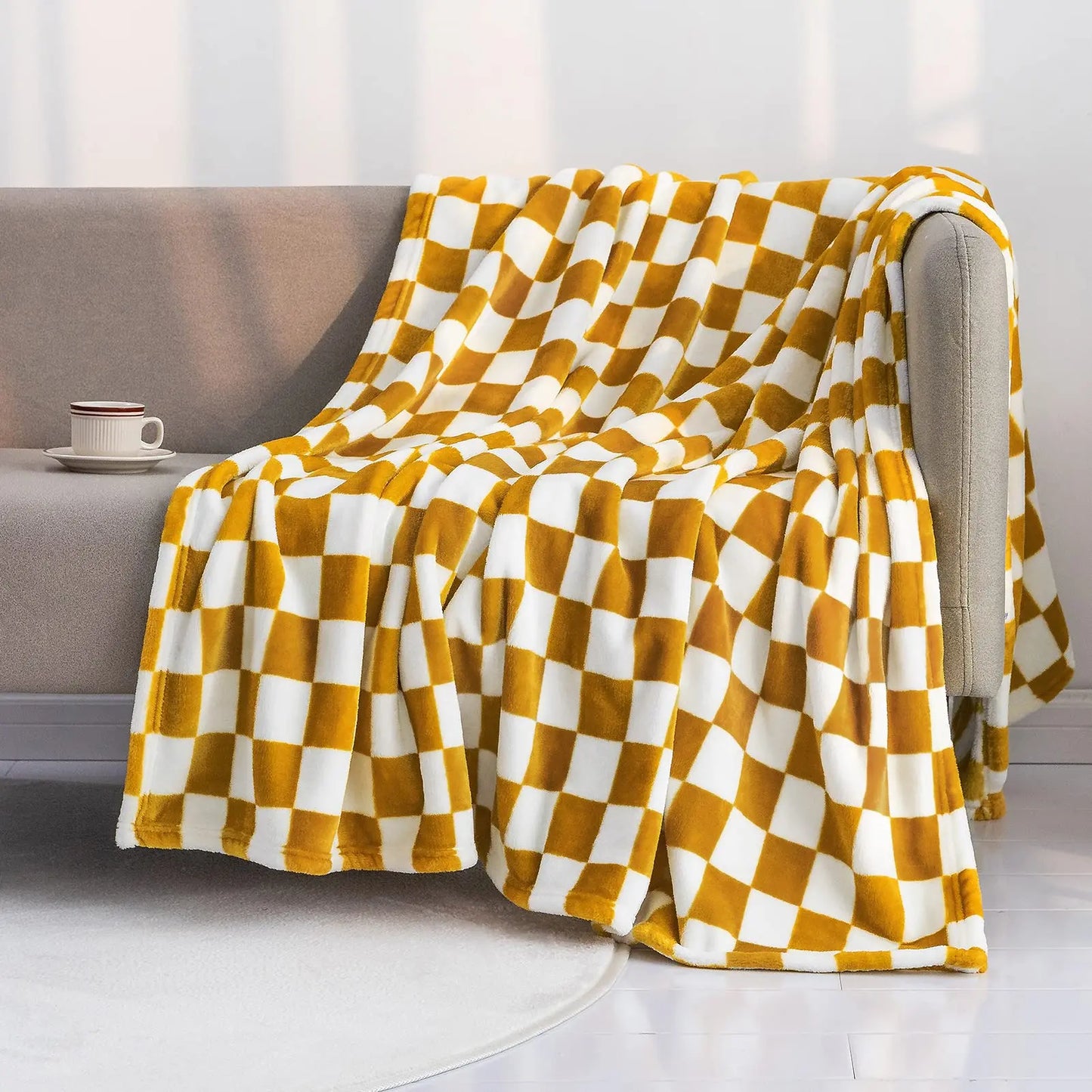 Checker Board Lattice Throw Blanket - Elfinna