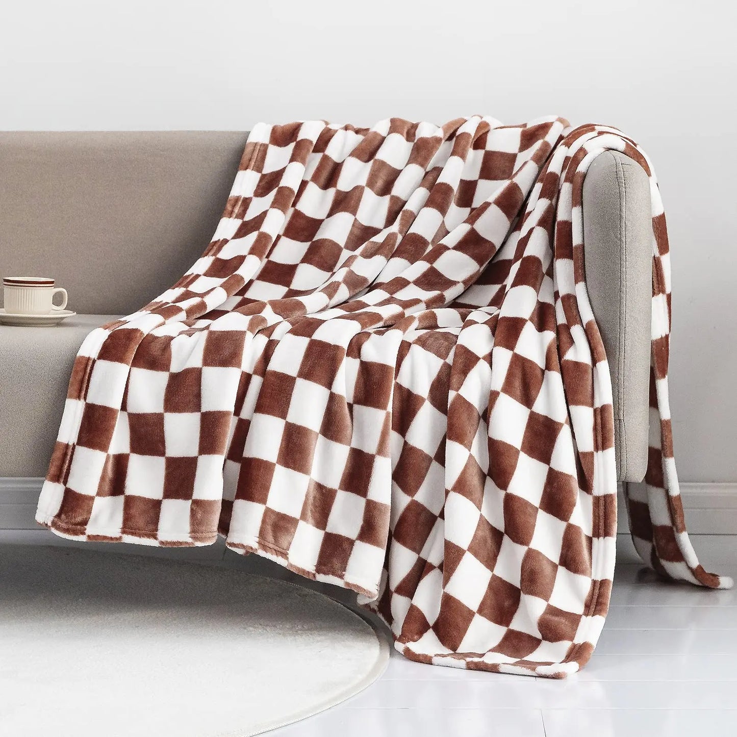 Checker Board Lattice Throw Blanket - Elfinna