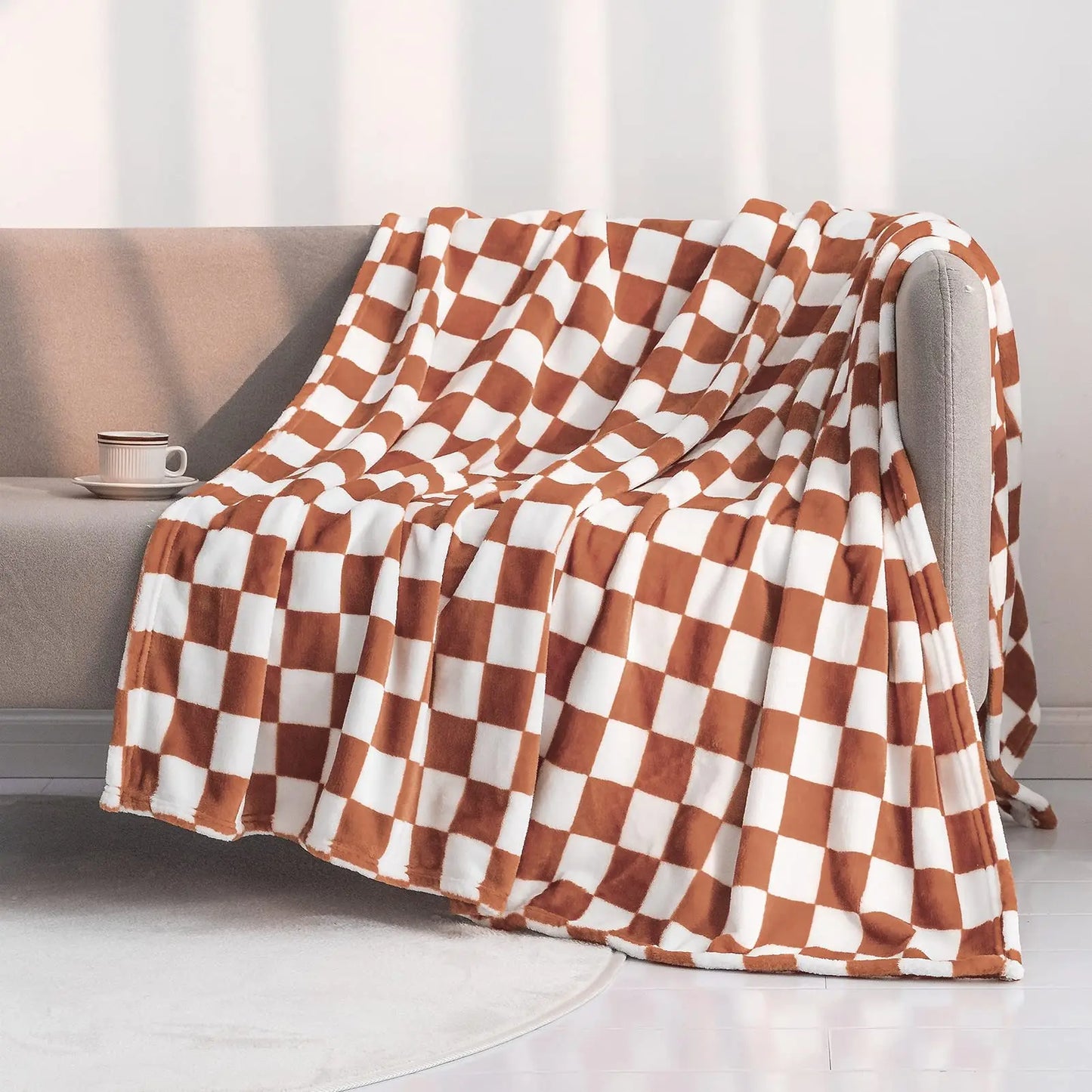 Checker Board Lattice Throw Blanket - Elfinna