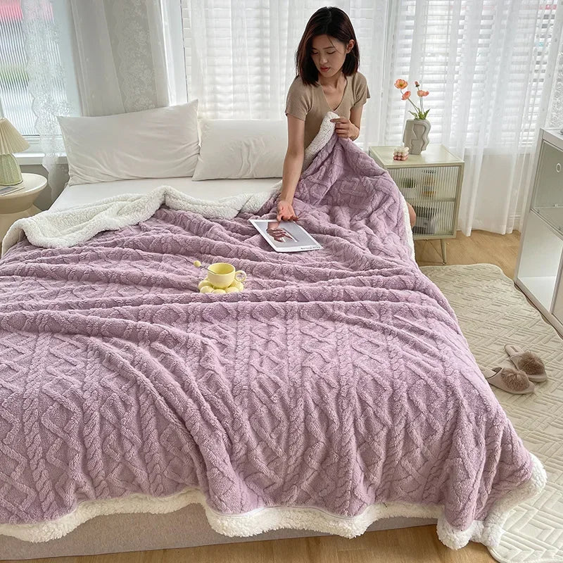 Coral Flannel Lamb Blanket - Elfinna