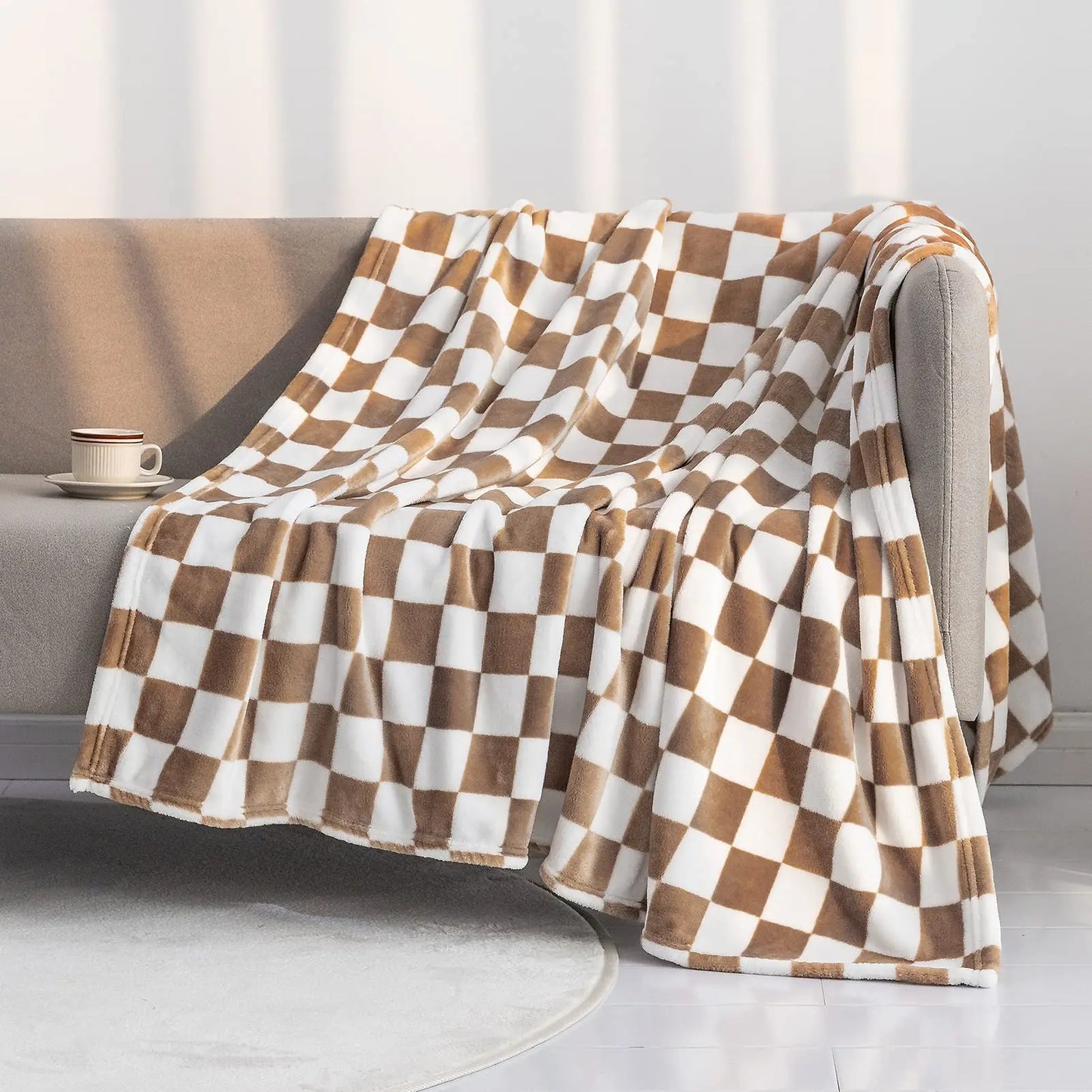 Checker Board Lattice Throw Blanket - Elfinna