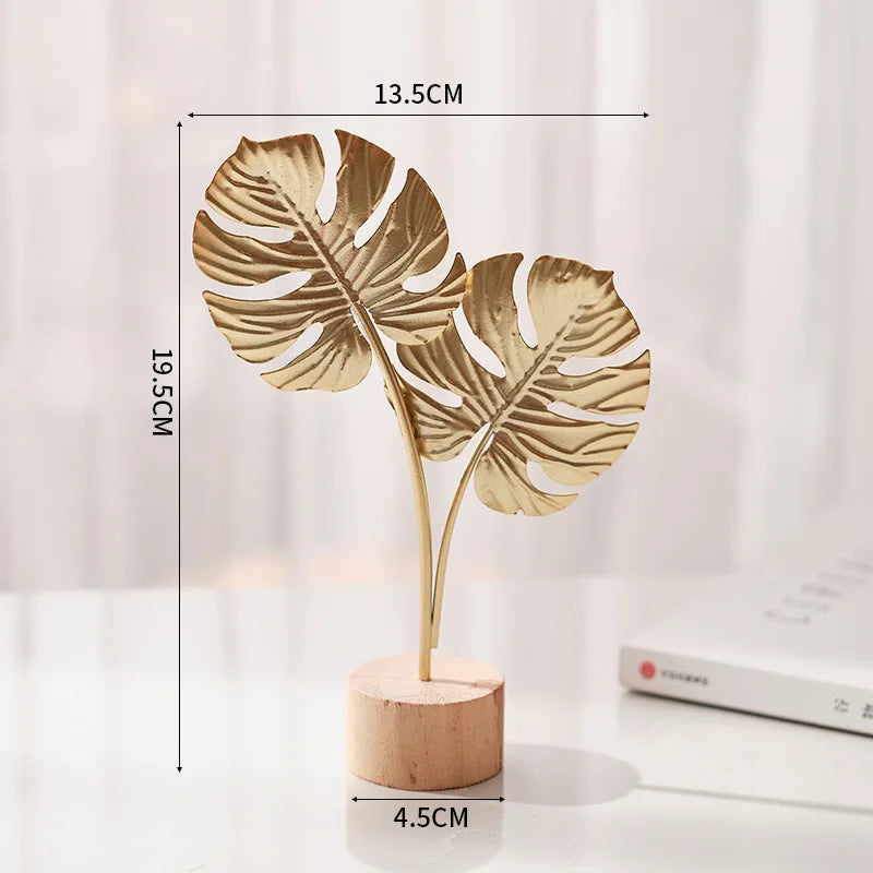 Golden Ginkgo Leaf Feather Figurines - Elfinna