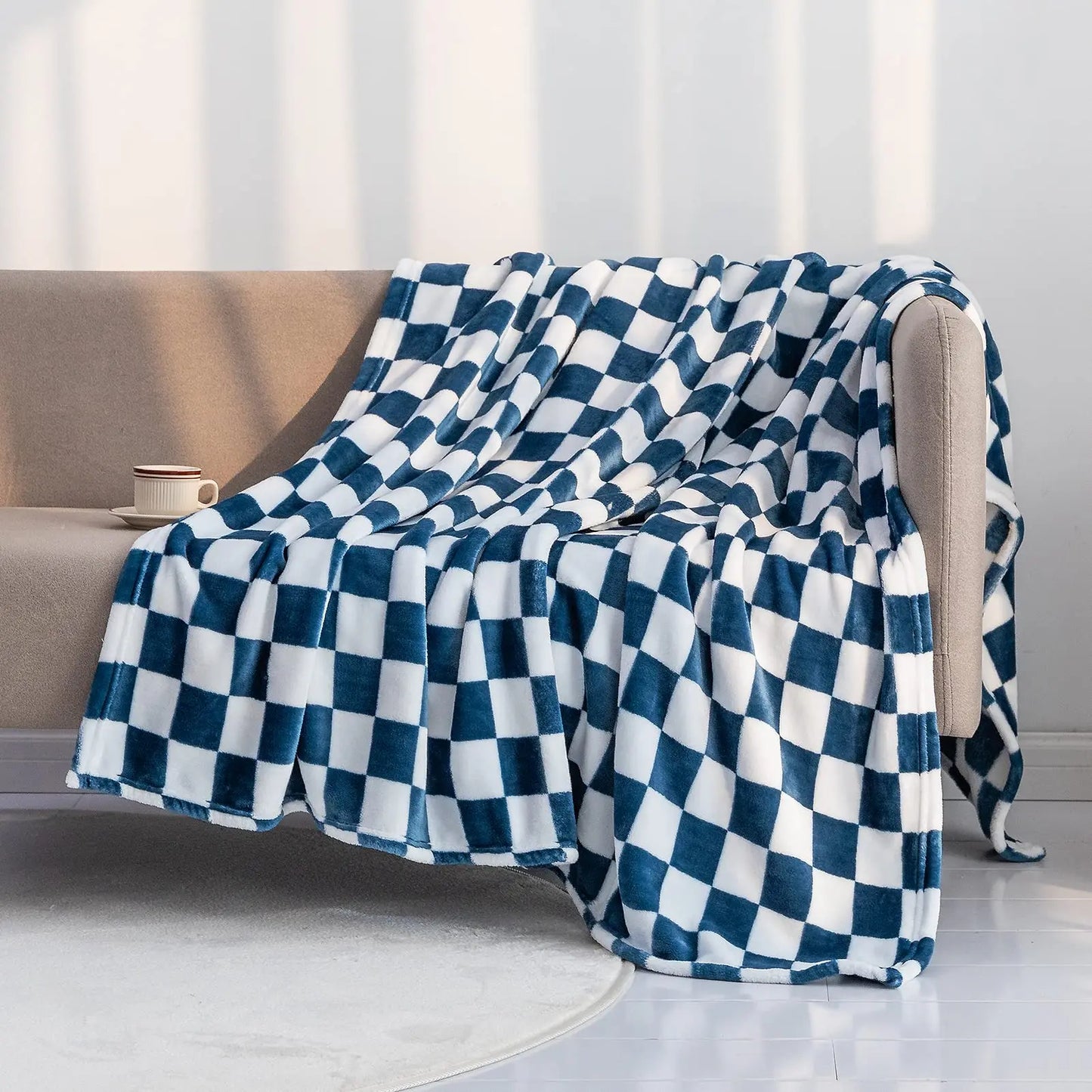 Checker Board Lattice Throw Blanket - Elfinna