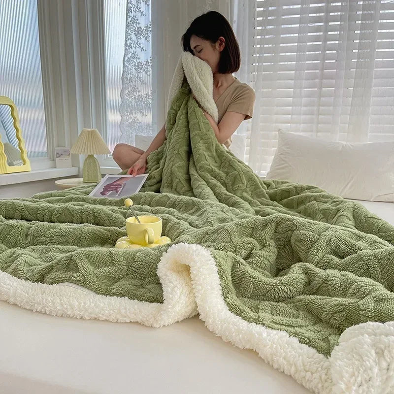 Coral Flannel Lamb Blanket - Elfinna