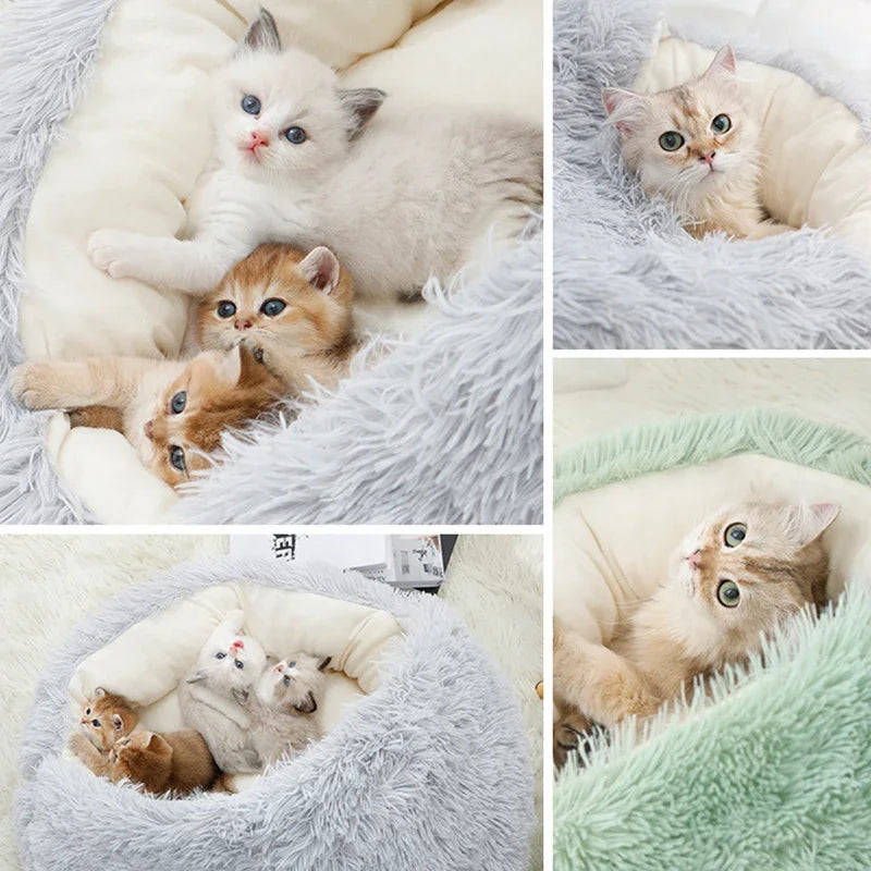 Winter Plush Pet Round Bed - Elfinna
