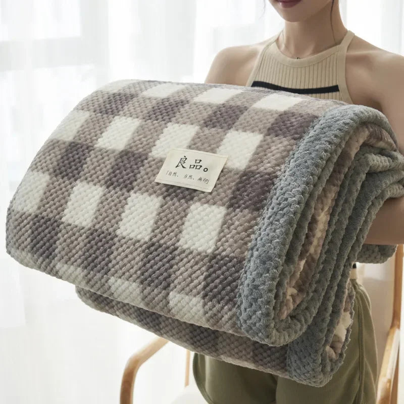 Soft Chenille Yarn Knitted Blanket - Elfinna