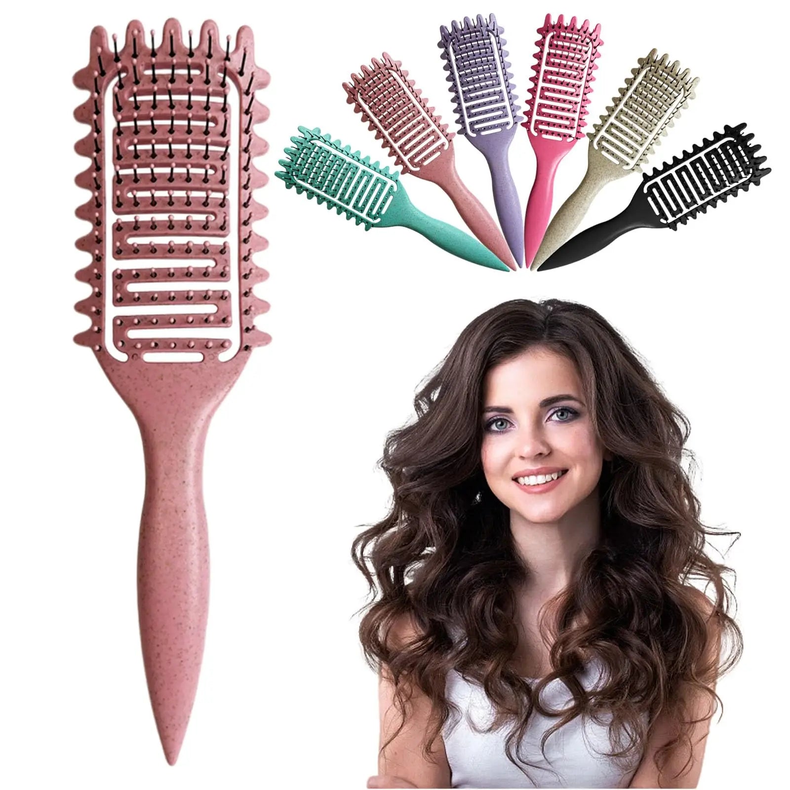 Curly Hair Brush Hollow out Curl Define Styling Brush Beard Comb Styling Detangling Brush Multi-purpose Home Styling Tools - Elfinna 