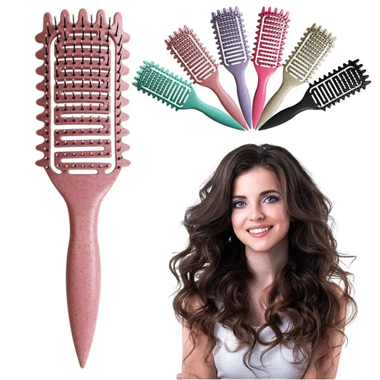 Curly Hair Brush Hollow out Curl Define Styling Brush Beard Comb Styling Detangling Brush Multi-purpose Home Styling Tools - Elfinna 