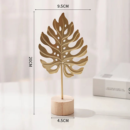 Golden Ginkgo Leaf Feather Figurines