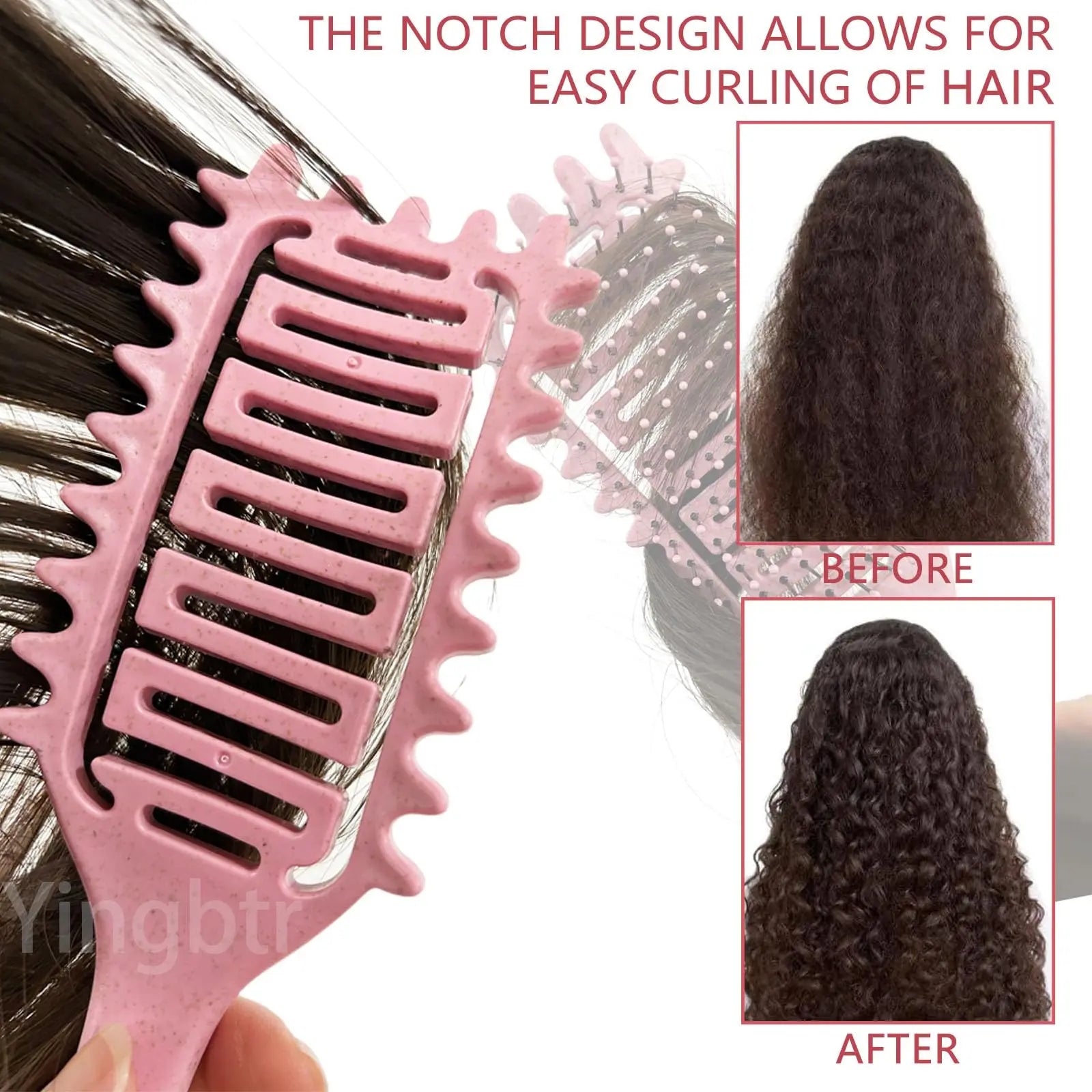 Curly Hair Brush Hollow out Curl Define Styling Brush Beard Comb Styling Detangling Brush Multi-purpose Home Styling Tools - Elfinna 