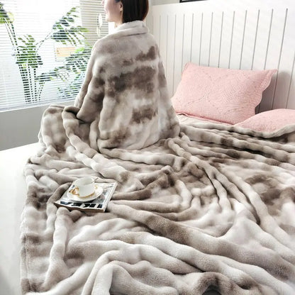 Khaki Tie Dye Print Throw Blanket