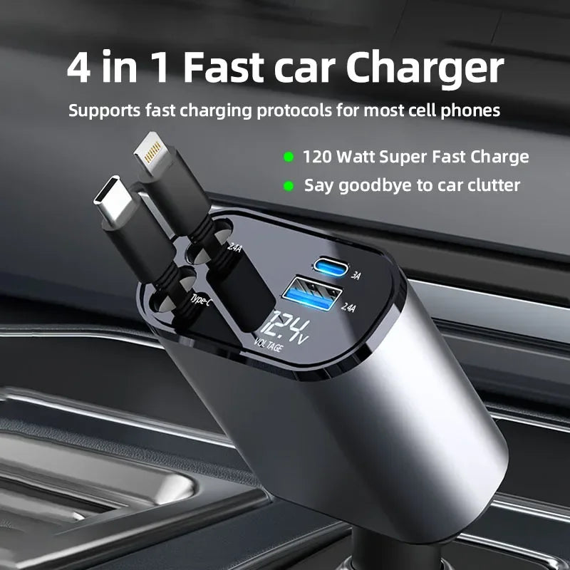 4in1 120 Watt Car Charger - Elfinna 
