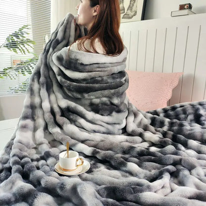 Khaki Tie Dye Print Throw Blanket