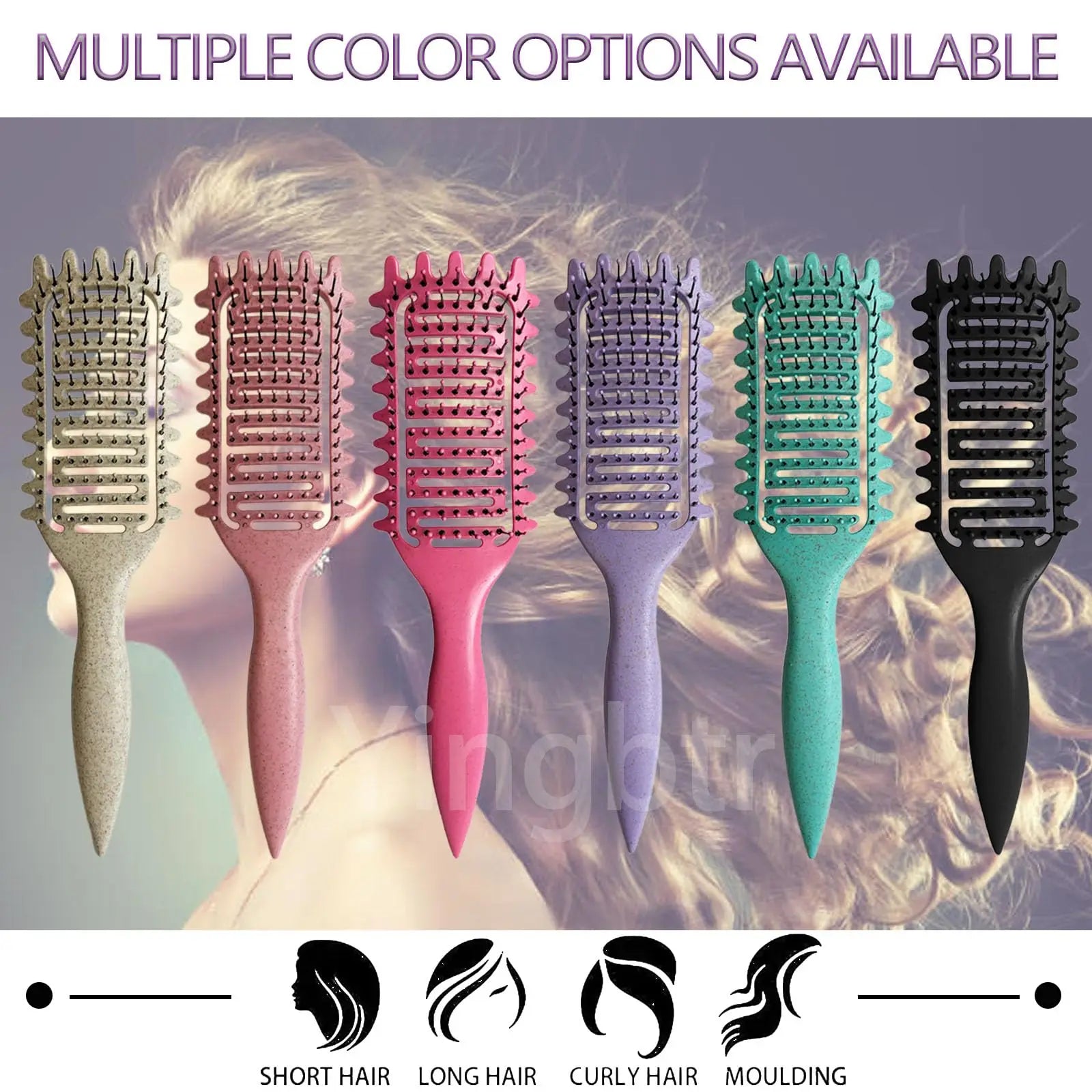 Curly Hair Brush Hollow out Curl Define Styling Brush Beard Comb Styling Detangling Brush Multi-purpose Home Styling Tools - Elfinna 