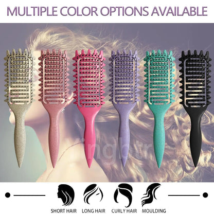 Curly Hair Brush Hollow out Curl Define Styling Brush Beard Comb Styling Detangling Brush Multi-purpose Home Styling Tools - Elfinna 