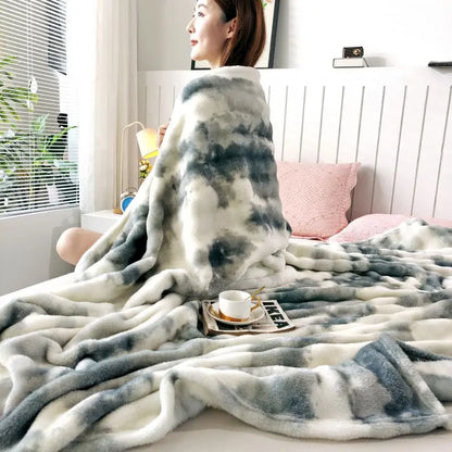 Khaki Tie Dye Print Throw Blanket