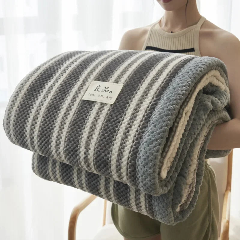 Soft Chenille Yarn Knitted Blanket