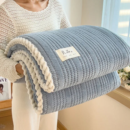 Warm Grey Throw Striped Blanket