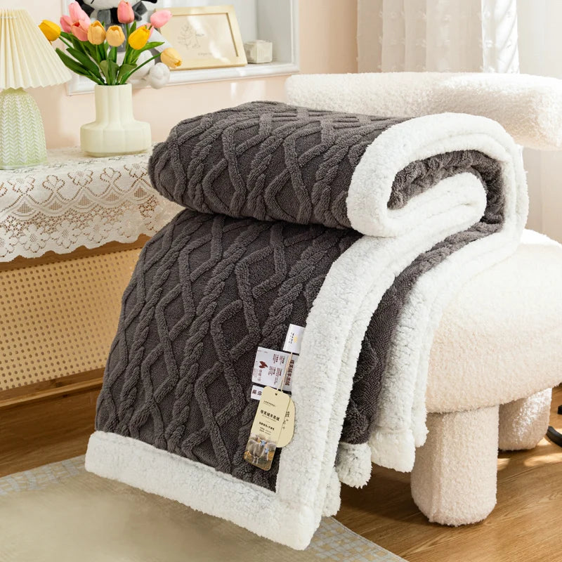 Warm Wool Sherpa Thick Blanket