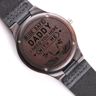 Ride Safe Daddy | Engraved Wooden Watch - Elfinna 