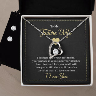 To My Future Wife | Forever Love Necklace and Cubic Zirconia Earring Set - Elfinna 