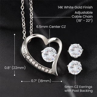 To My Future Wife | Forever Love Necklace and Cubic Zirconia Earring Set - Elfinna 